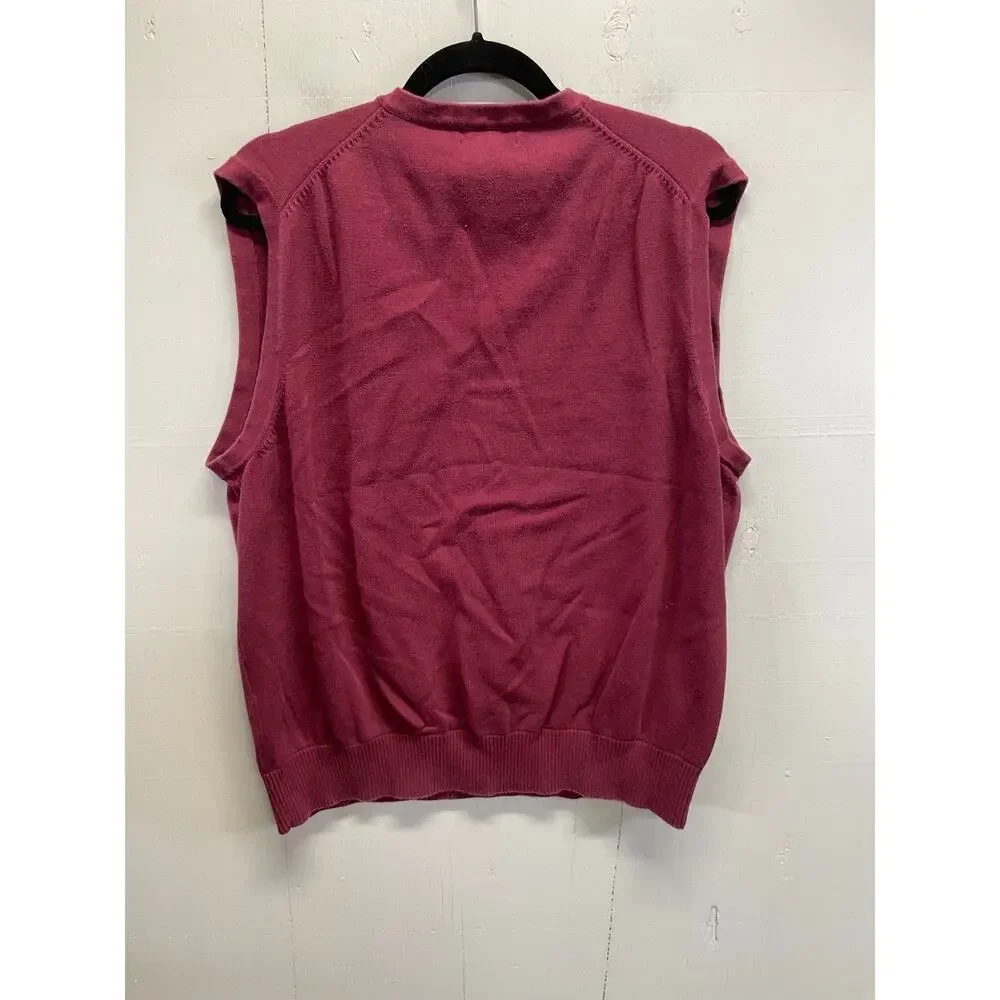 Land's End Men's V-Neck Knit Sweater Vest Ribbed Hem and Armholes Size Large